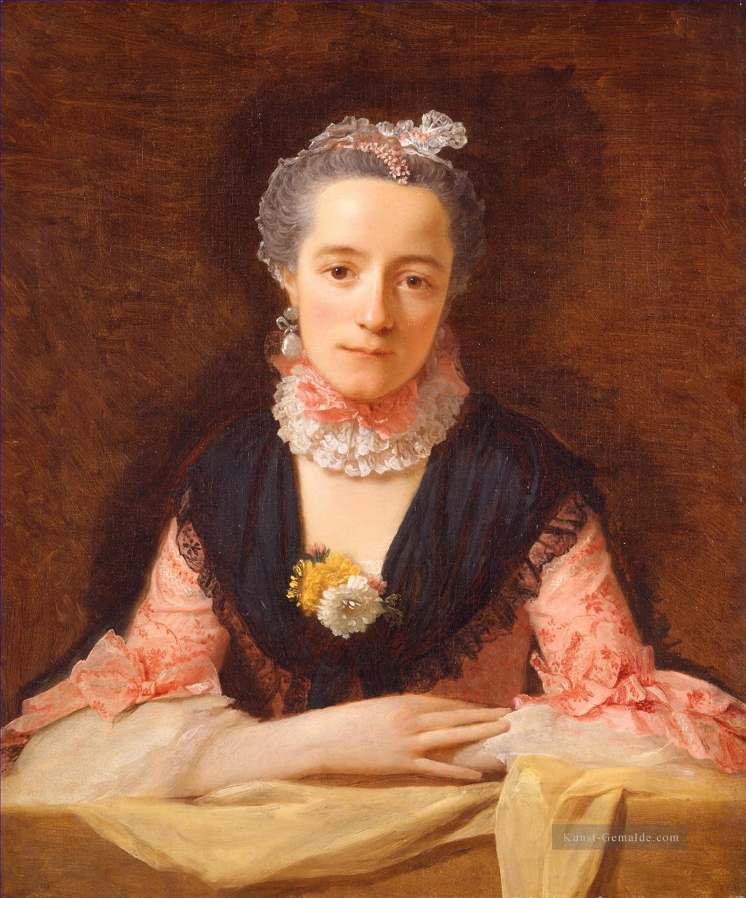 Lady in einem rosafarbenen Seidenkleid Allan Ramsay Portraitur Klassiker Ölgemälde